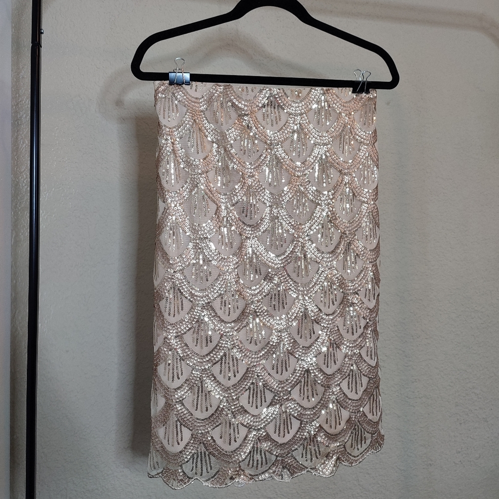 Lulus Sequin Scalloped Edge Midi Skirt
